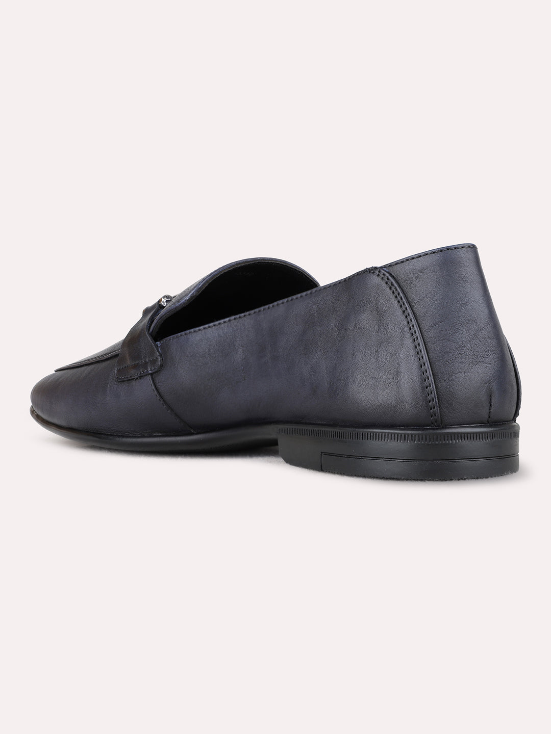 Mens Blue Formal Solid Pointed Toe Moccasin