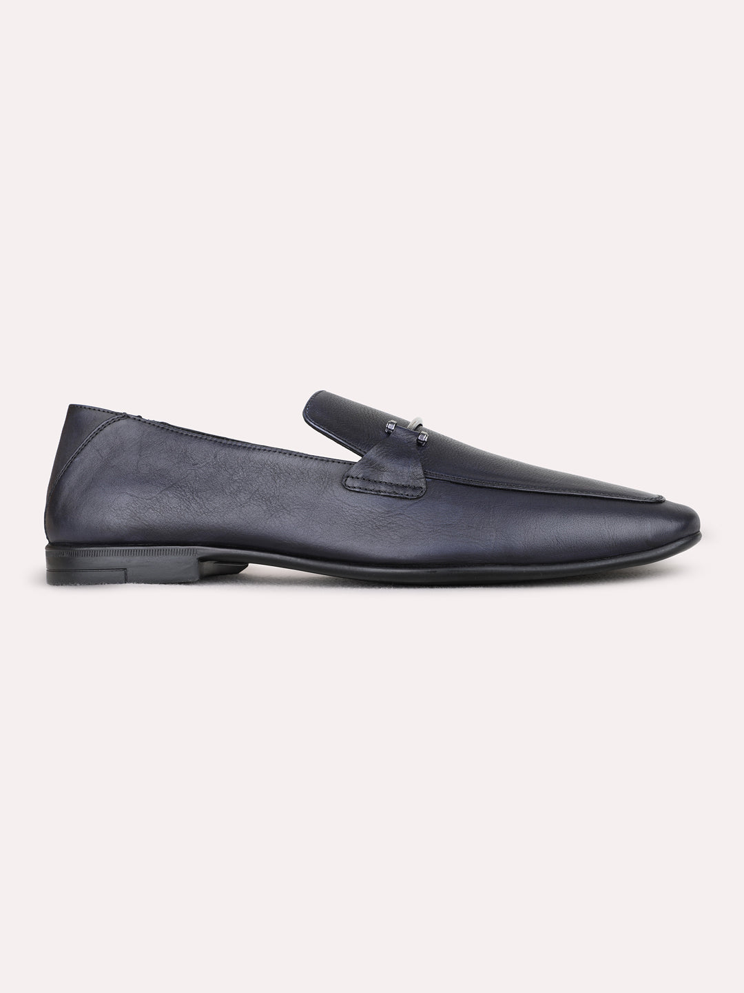 Mens Blue Formal Solid Pointed Toe Moccasin