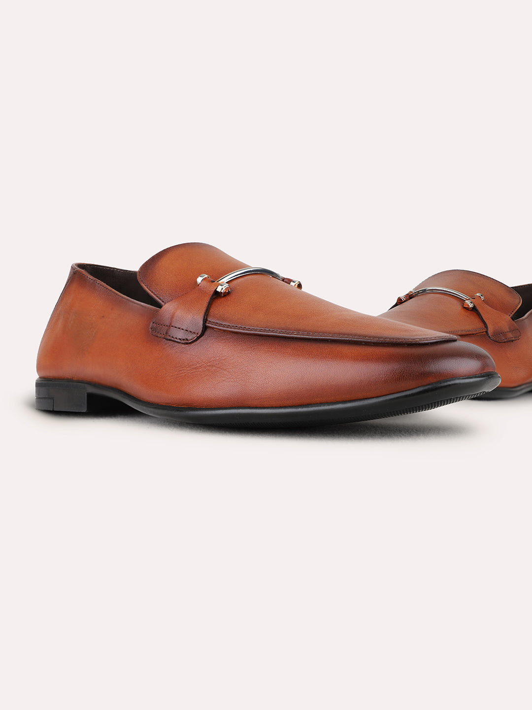 Mens Brown Formal Solid Pattern Pointed Toe Moccasin