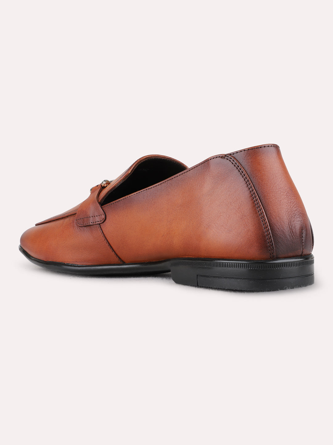 Mens Brown Formal Solid Pattern Pointed Toe Moccasin