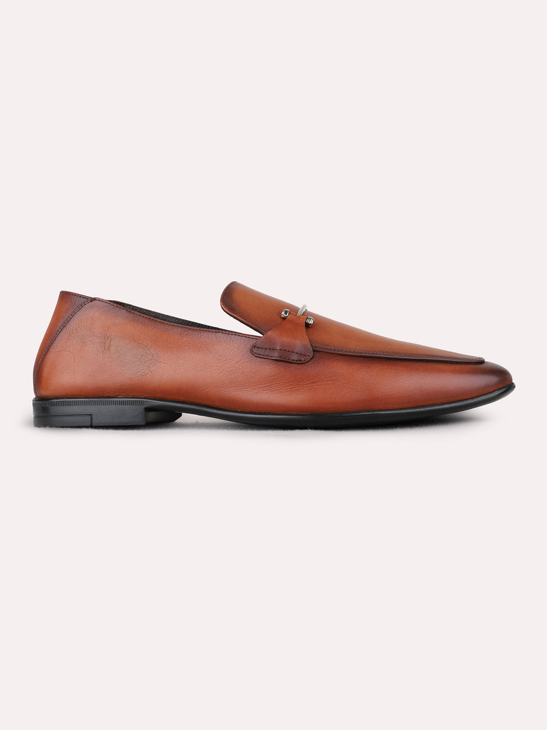 Mens Brown Formal Solid Pattern Pointed Toe Moccasin