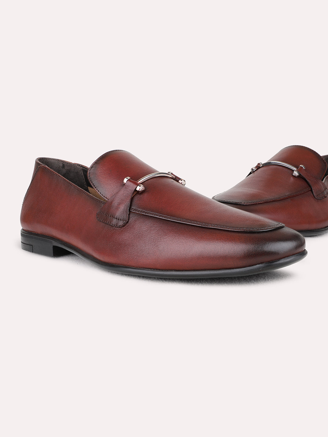 Mens Red Casual Solid Pointed Toe Loafer Shoes
