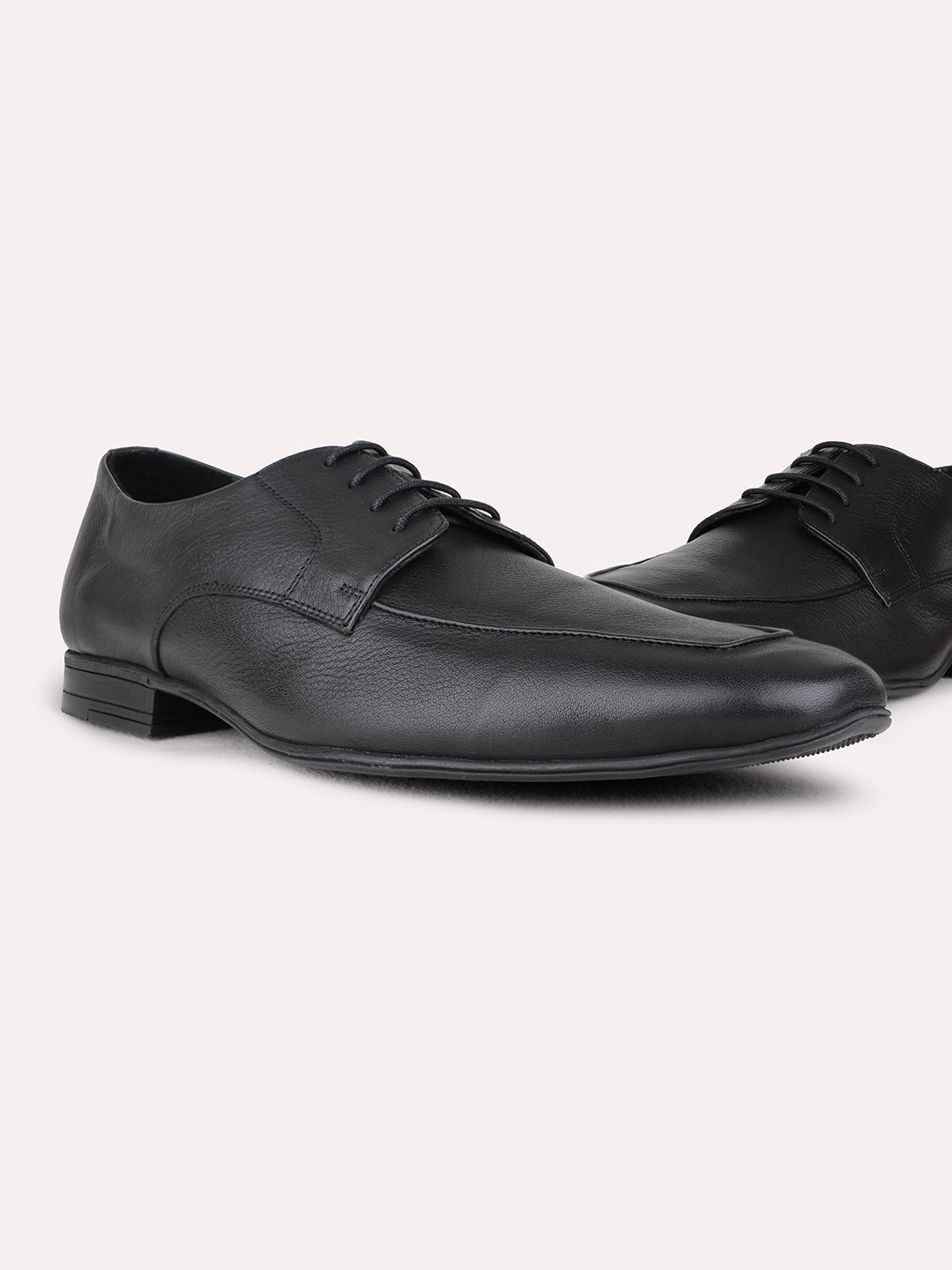 Mens Black Formal Solid Pointed Toe Derby Shoes