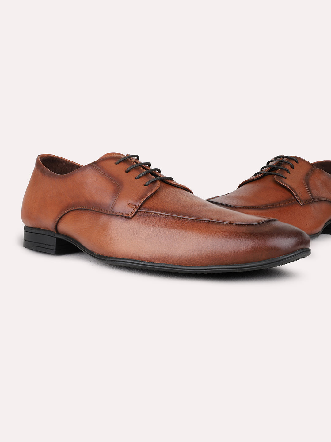 Mens Brown Formal Solid Pointed Toe Derby Shoes