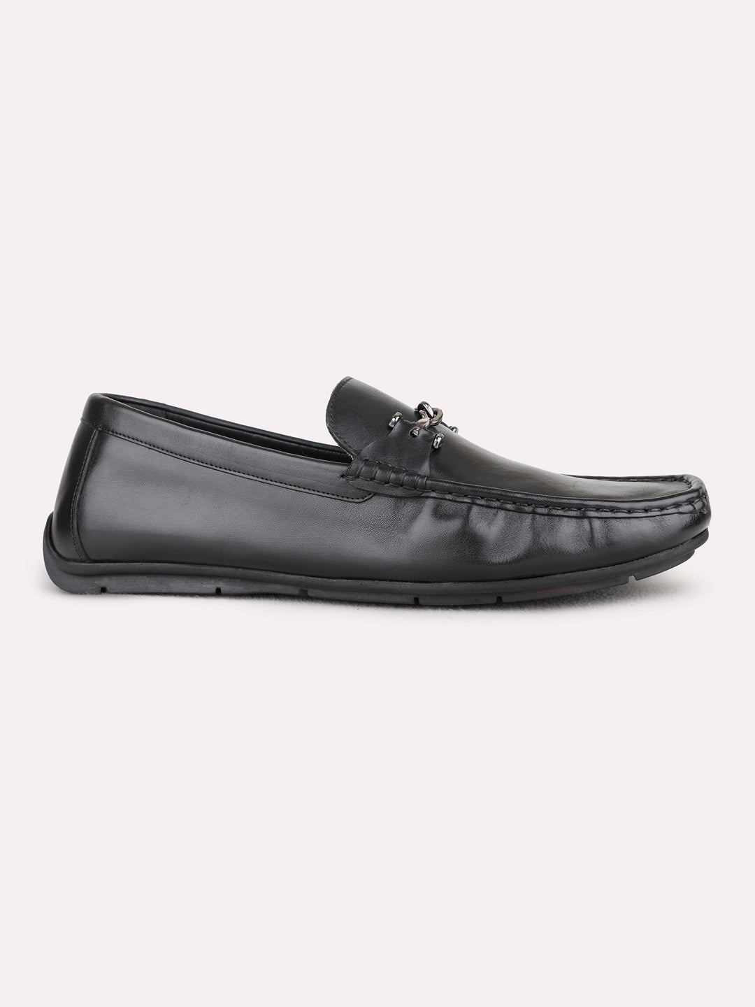 Mens Black Party Wear Solid Square Toe Loafer Shoes
