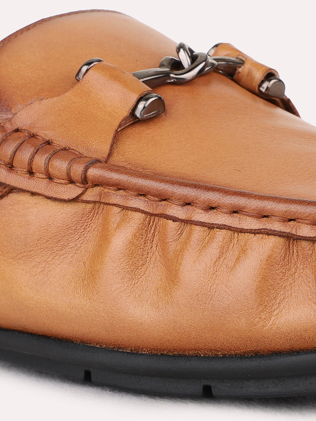 Mens Tan Party Wear Solid Square Toe Loafer Shoes