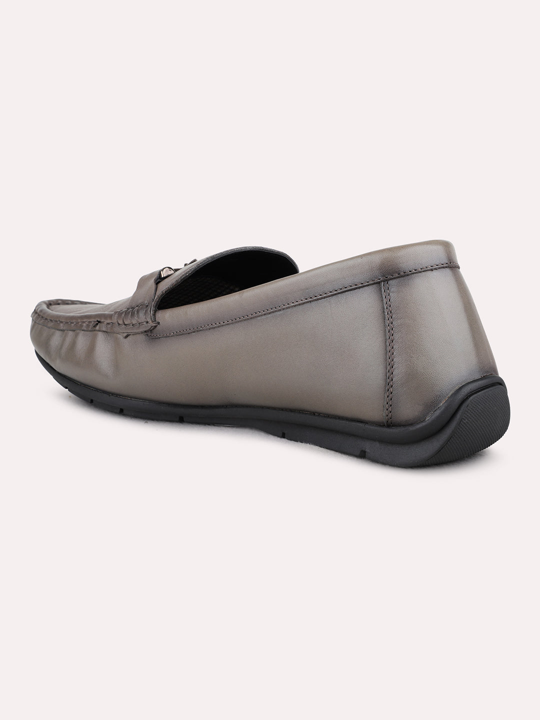 Mens Grey Party Wear Solid Square Toe Loafer Shoes