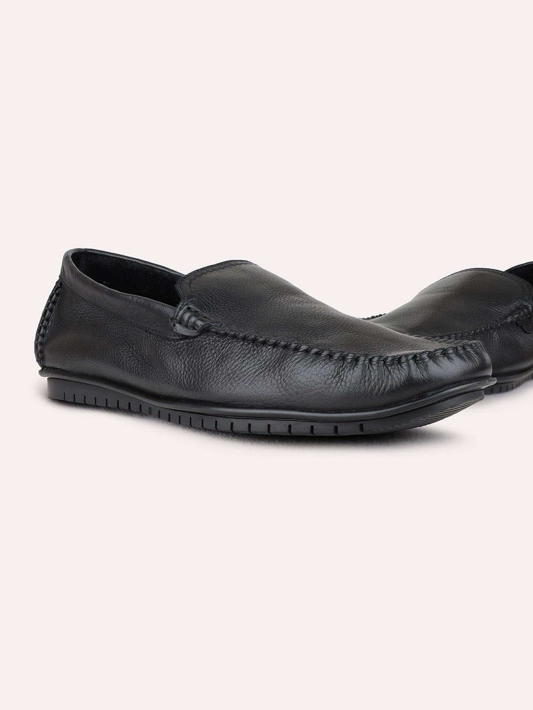 Mens Black Party Wear Solid Square Toe Loafer Shoes