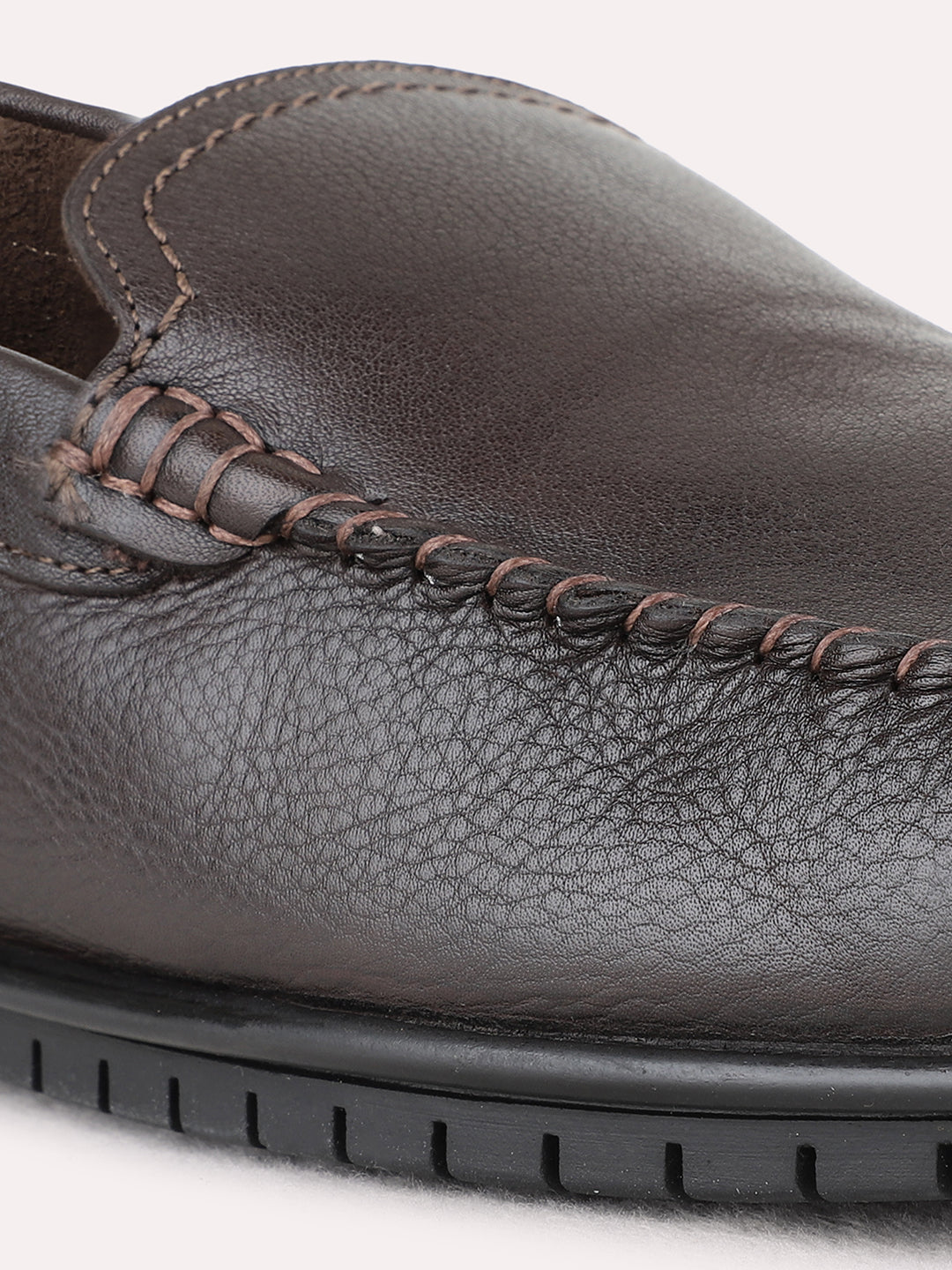 Mens Brown Party Wear Solid Square Toe Loafer Shoes