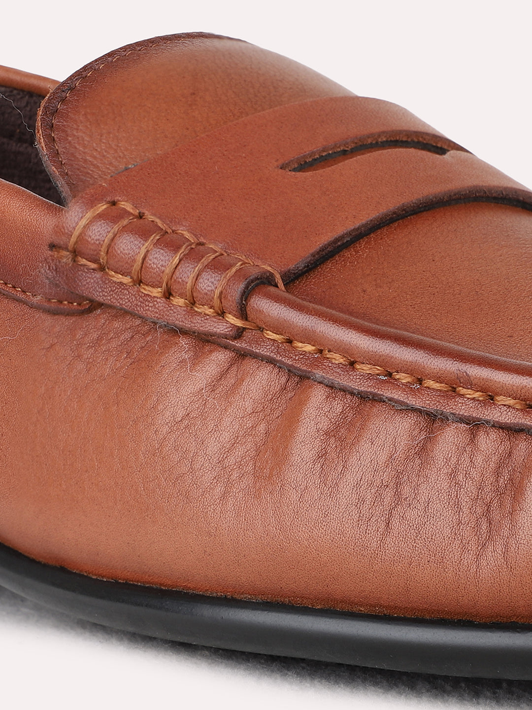 Mens Brown Party Wear Solid Square Toe Loafer Shoes