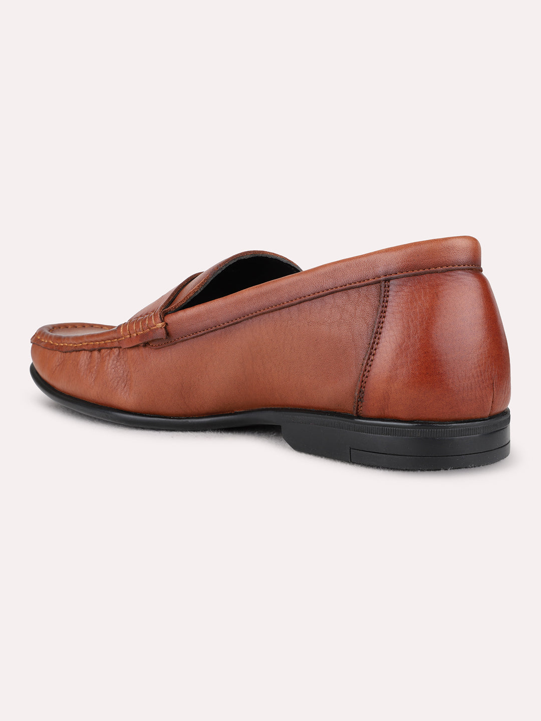 Mens Brown Party Wear Solid Square Toe Loafer Shoes