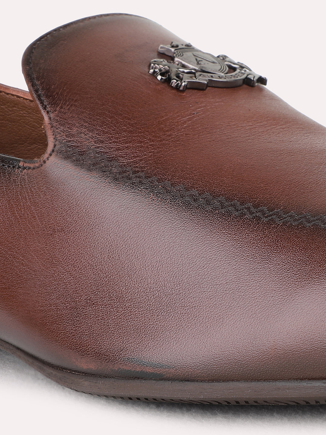 Mens Brown Formal Solid Narrow Toe Loafer Shoes