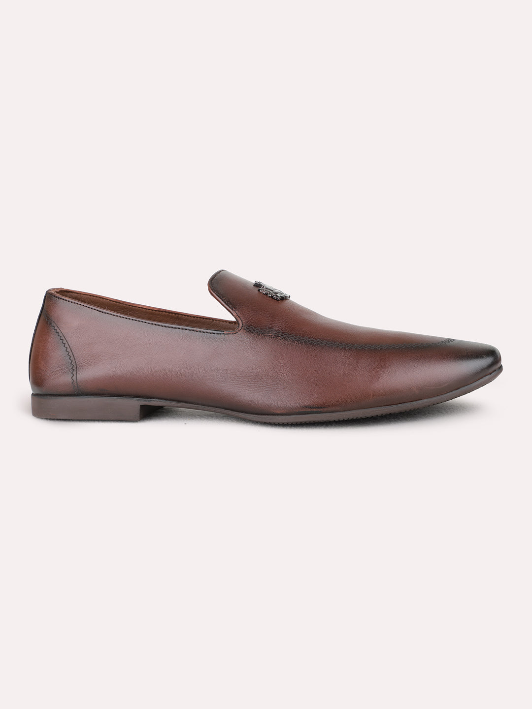 Mens Brown Formal Solid Narrow Toe Loafer Shoes