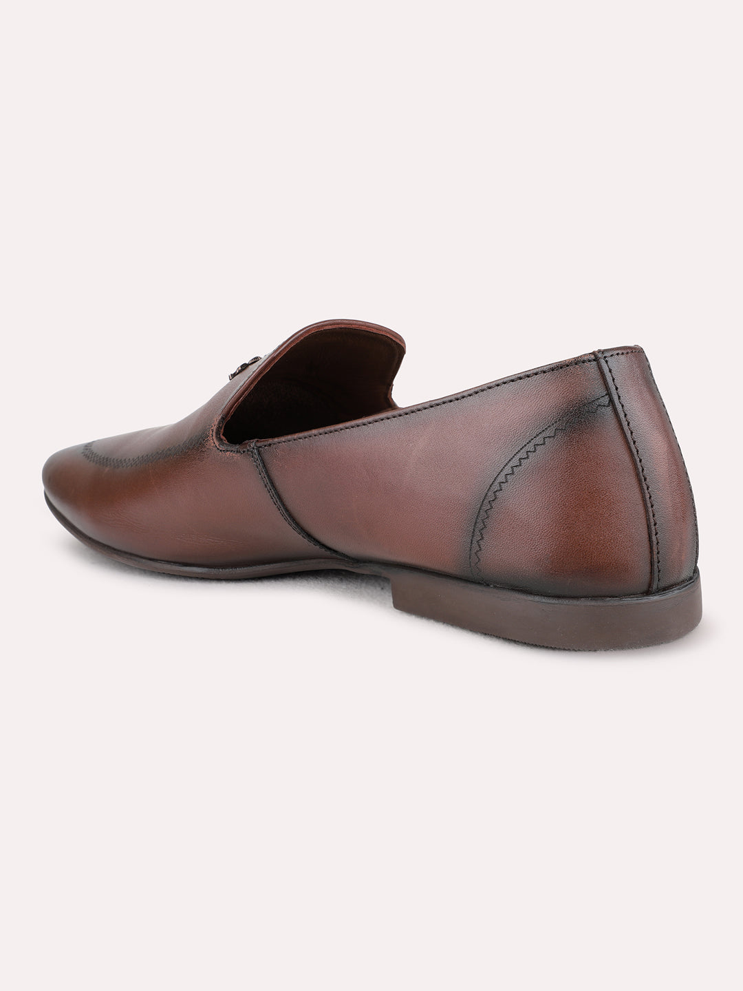 Mens Brown Formal Solid Narrow Toe Loafer Shoes