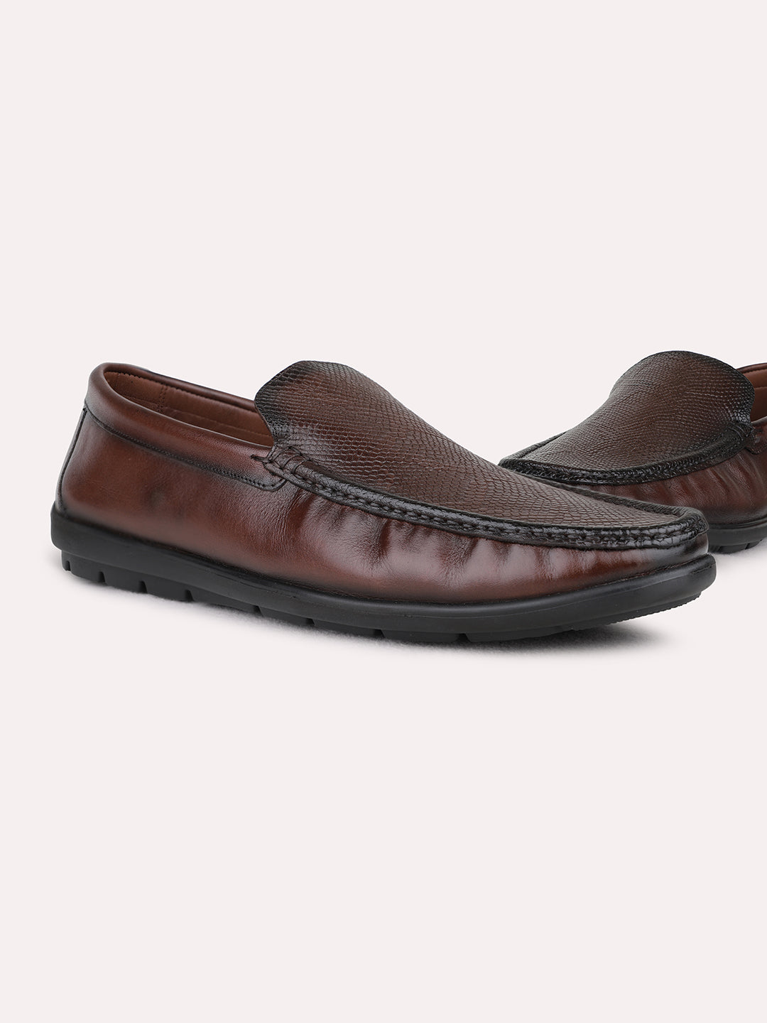 Mens Brown Formal Solid Pattern Round Toe Loafers