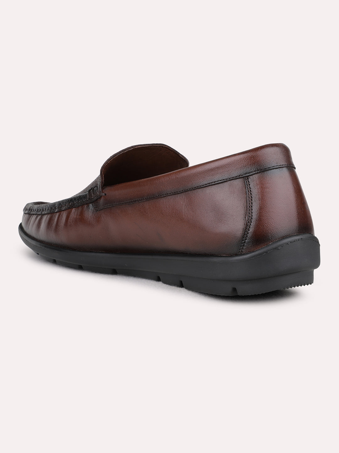 Mens Brown Formal Solid Pattern Round Toe Loafers