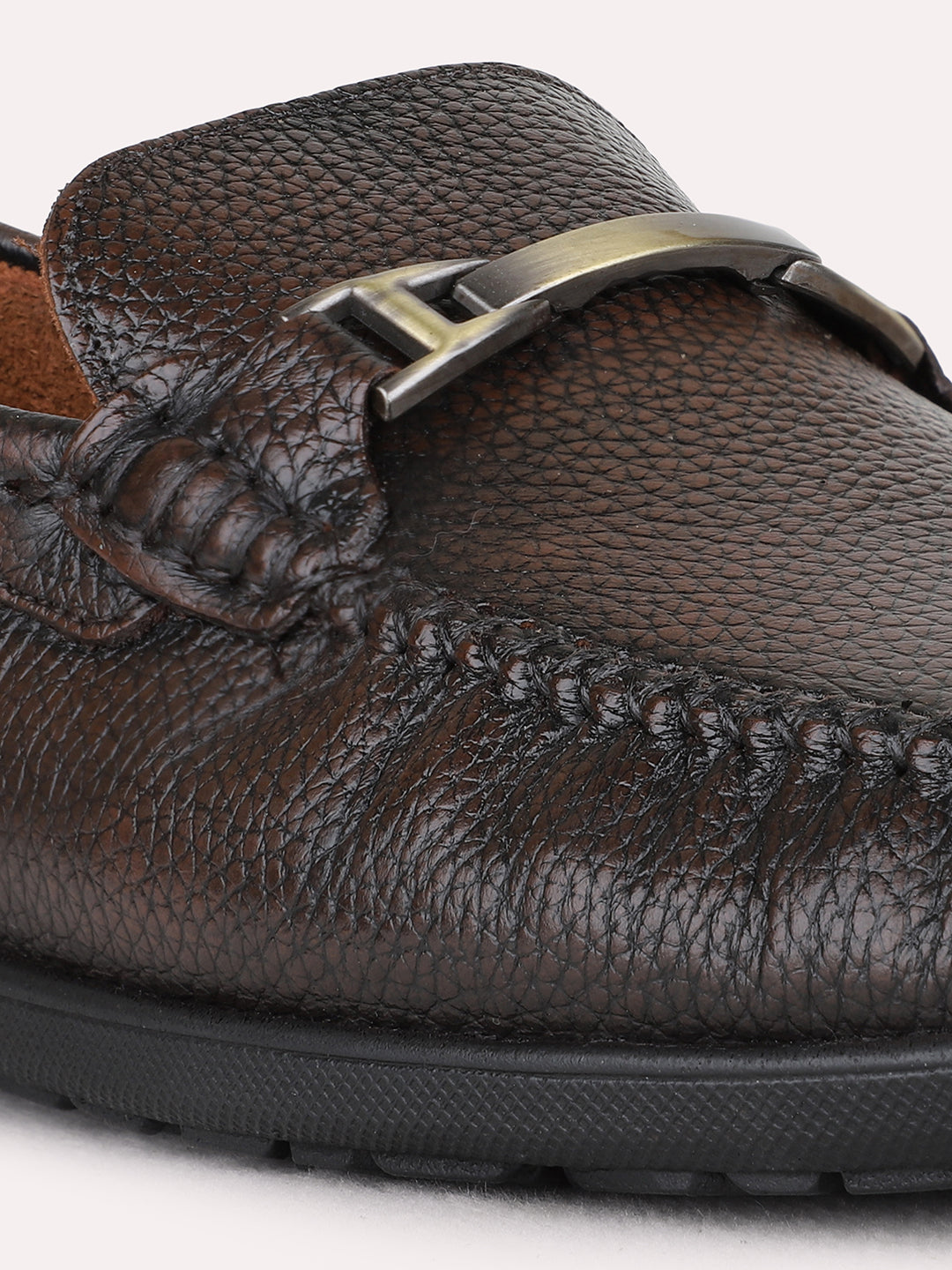 Mens Brown Formal Round Toe Slip-on Loafer Shoes