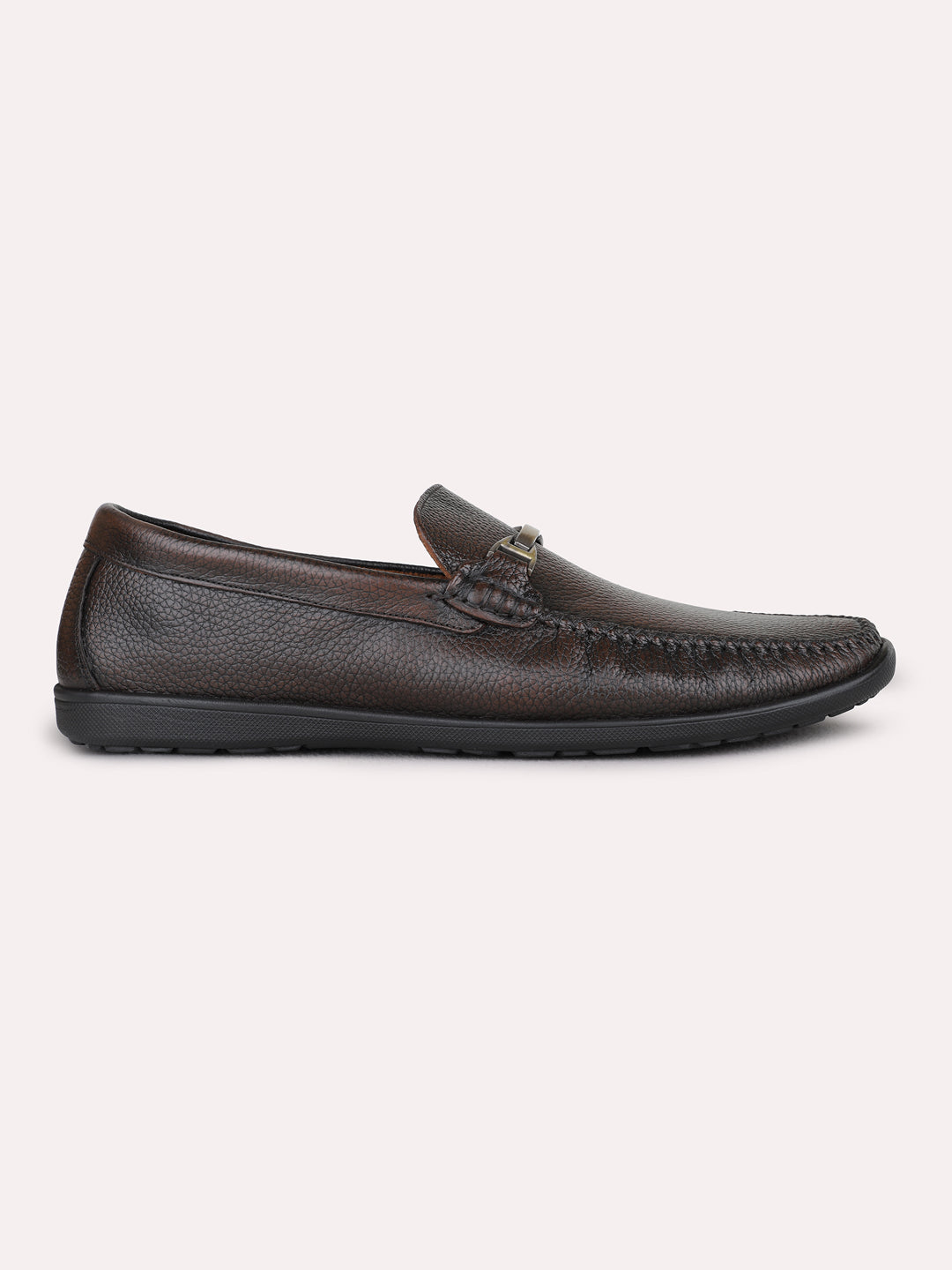 Mens Brown Formal Round Toe Slip-on Loafer Shoes