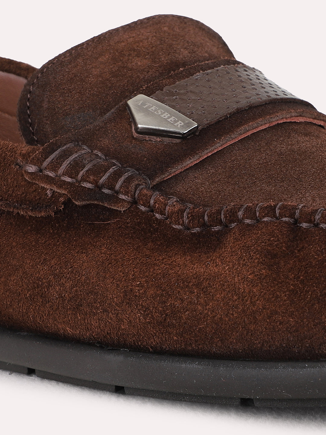 Mens Brown Party Wear Solid Square Toe Loafer Shoes