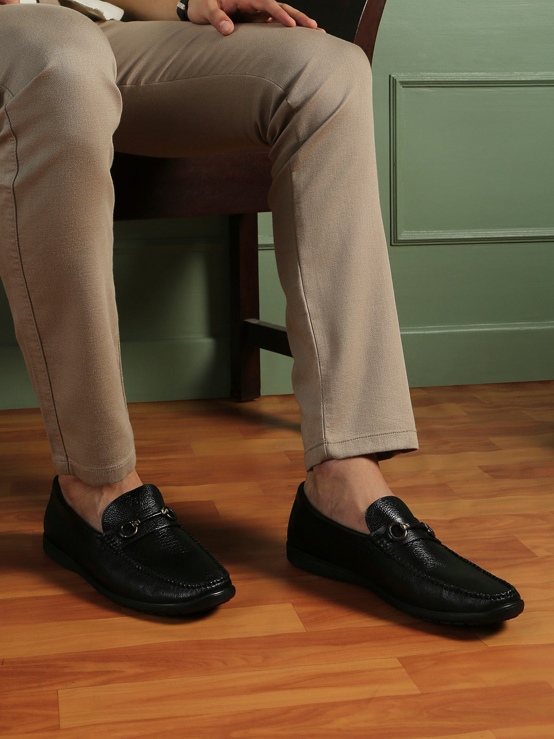 Mens Black Formal Solid Round Toe Loafer Shoes