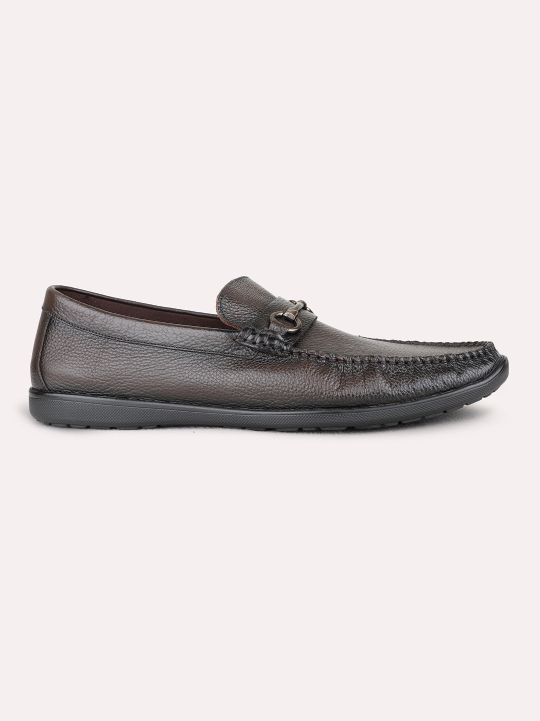 Mens Brown Formal Solid Round Toe Loafer Shoes