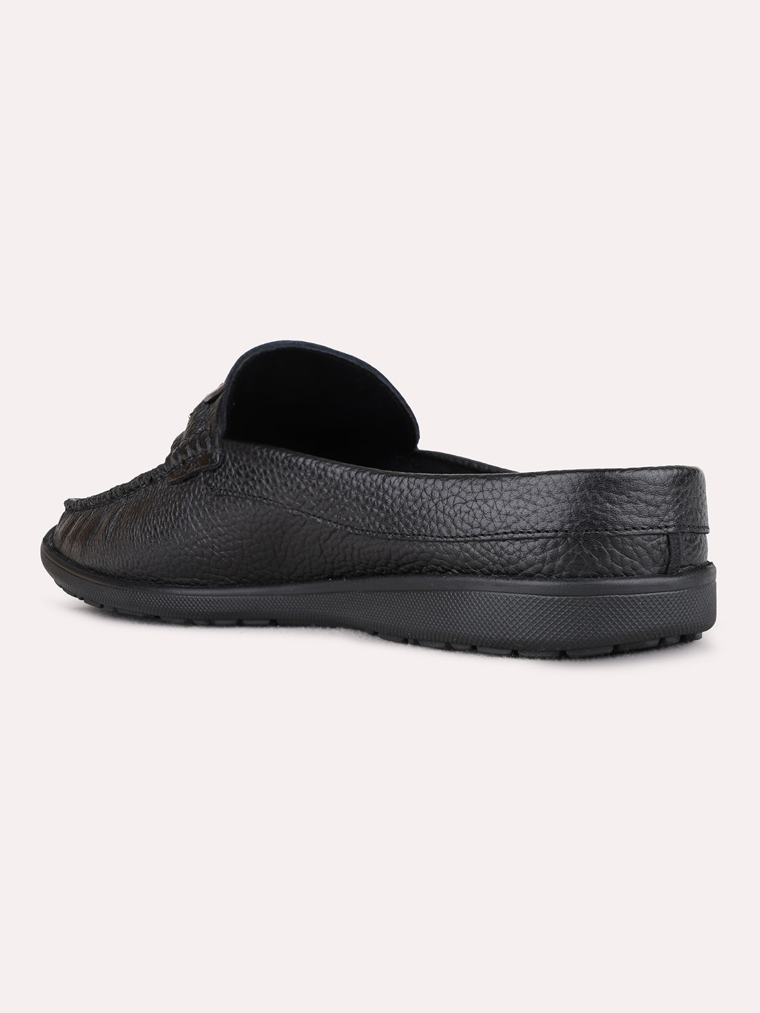 Mens Black Casual Solid Square Toe Mules