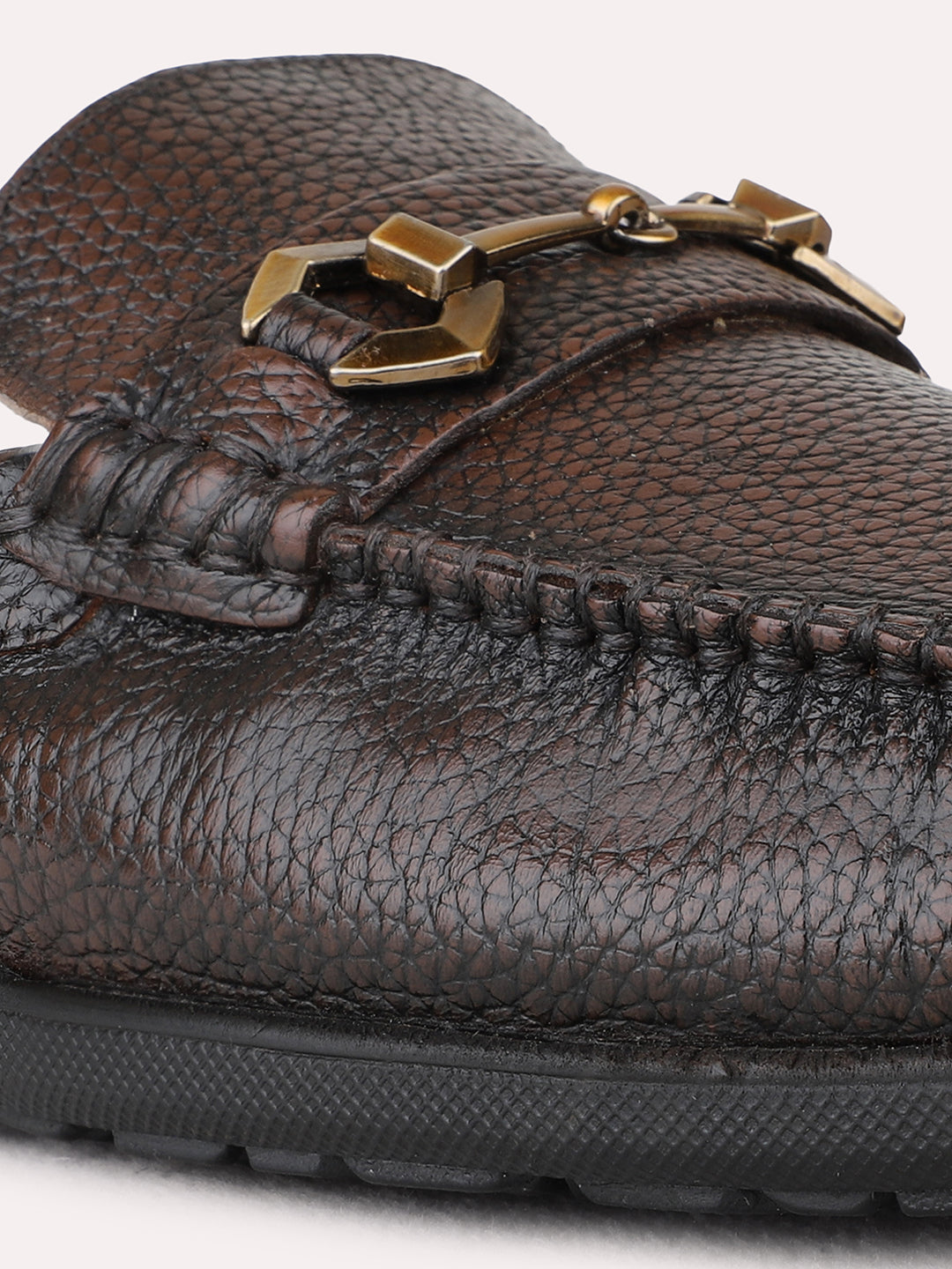 Mens Brown Party Wear Solid Square Toe Loafer Shoes