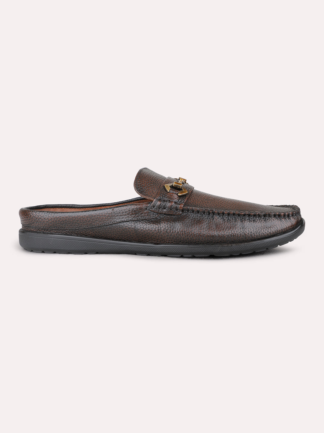 Mens Brown Party Wear Solid Square Toe Loafer Shoes