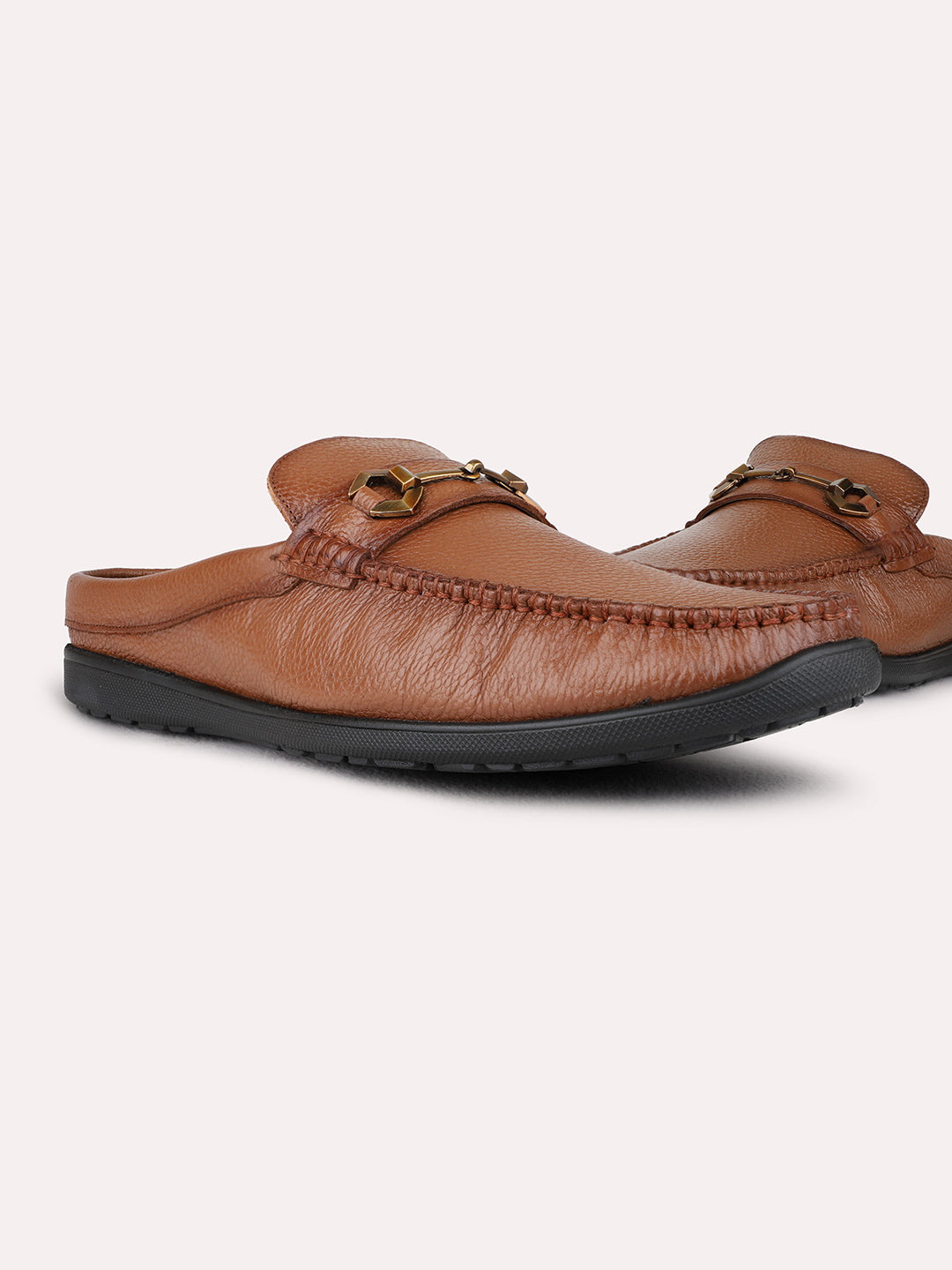 Mens Tan Party Wear Solid Square Toe Loafer Shoes