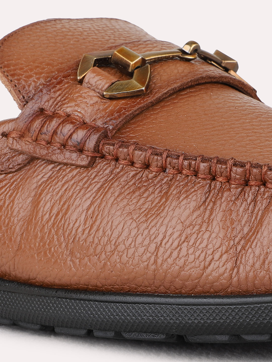 Mens Tan Party Wear Solid Square Toe Loafer Shoes