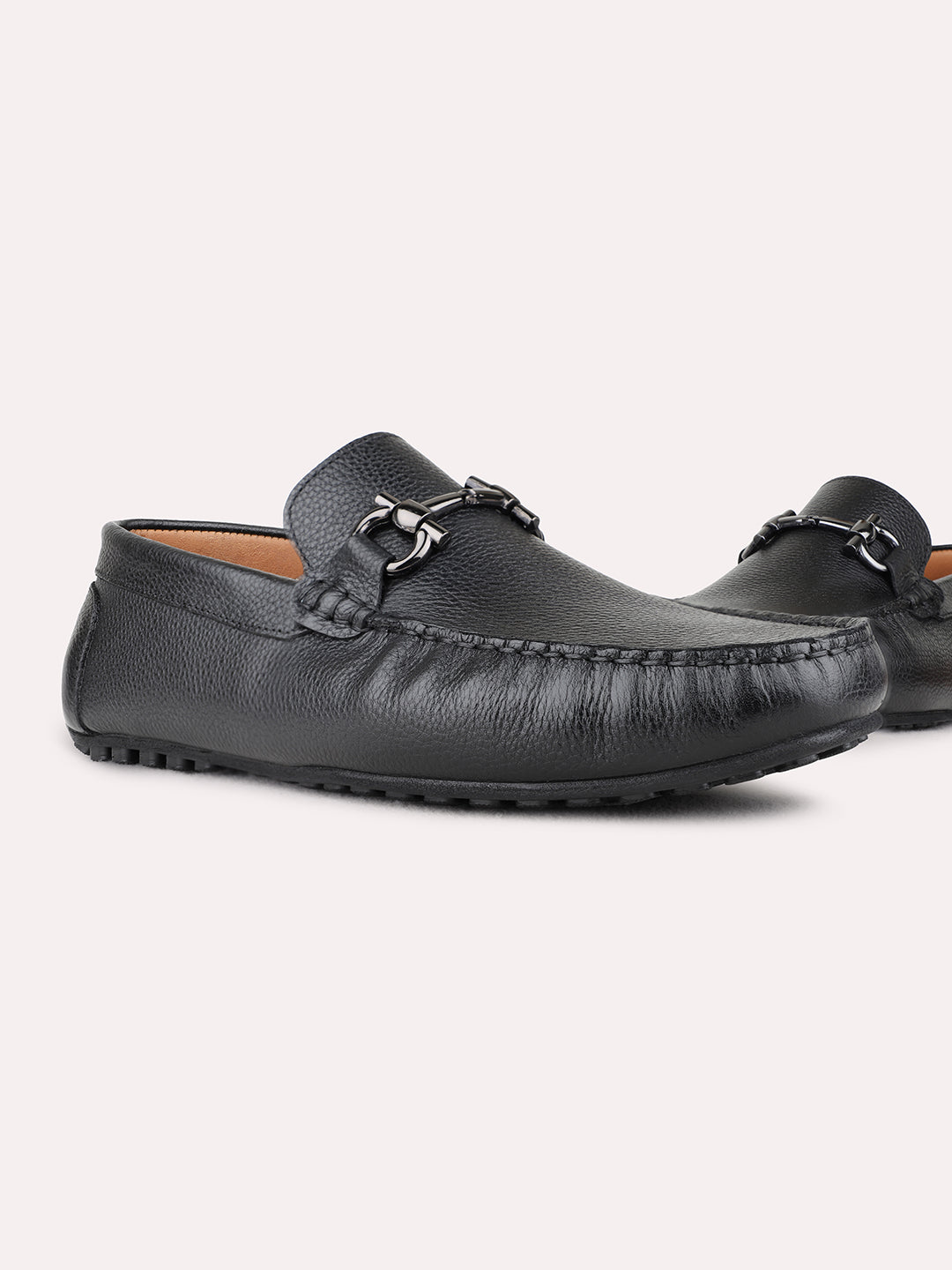 Mens Black Casual Solid Square Toe Loafers