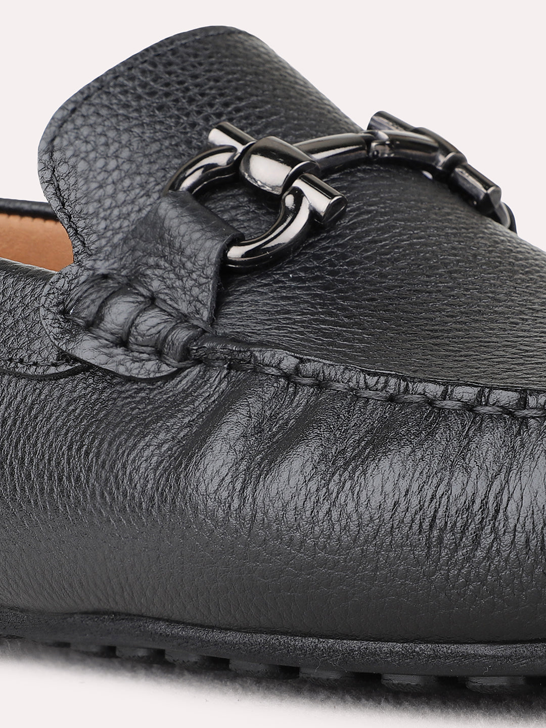 Mens Black Casual Solid Square Toe Loafers