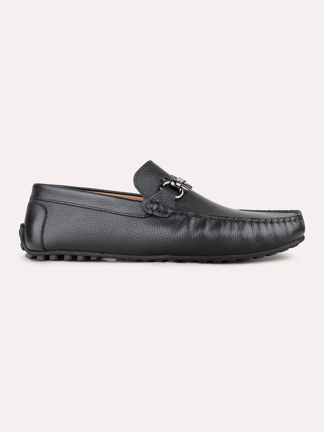 Mens Black Casual Solid Square Toe Loafers