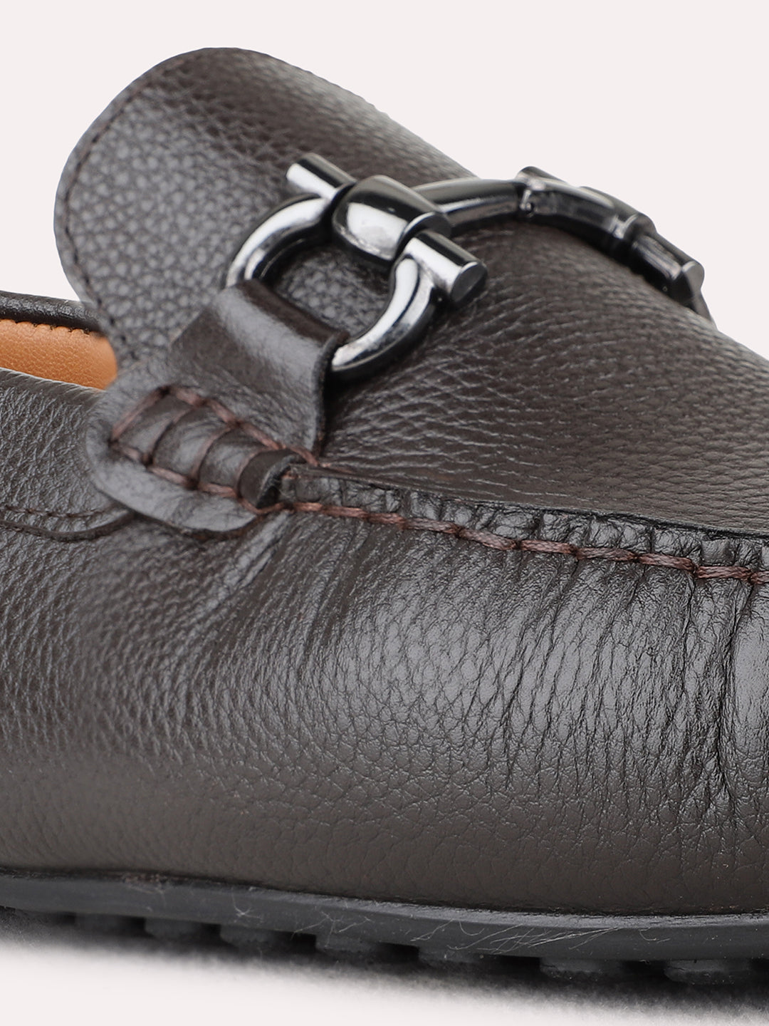 Mens Brown Casual Solid Square Toe Loafers