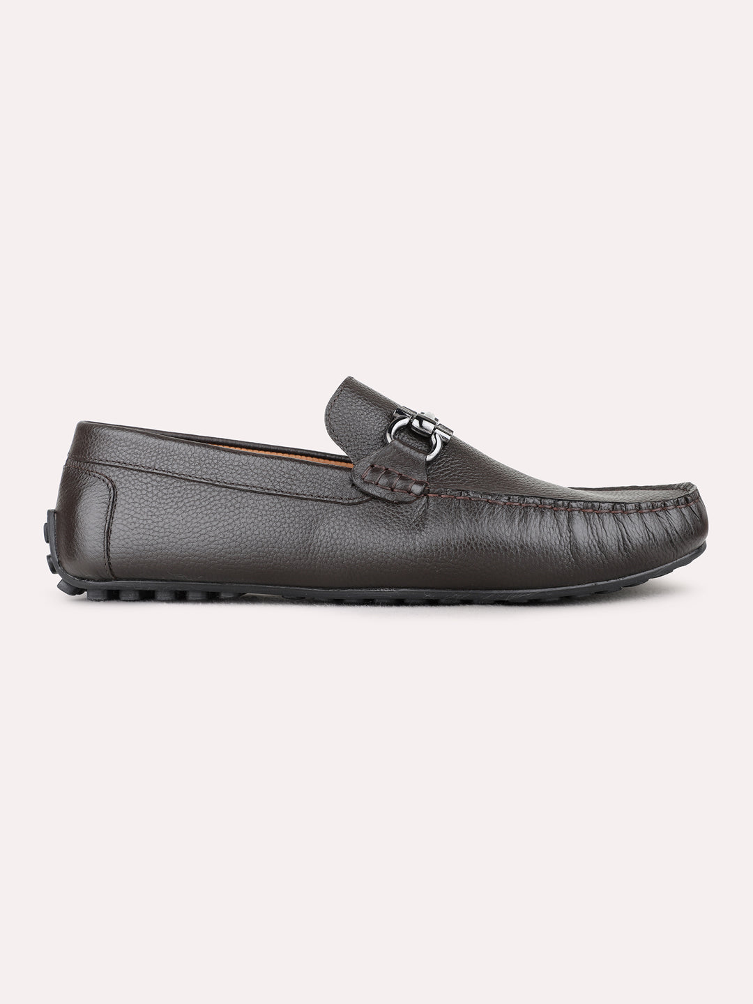 Mens Brown Casual Solid Square Toe Loafers