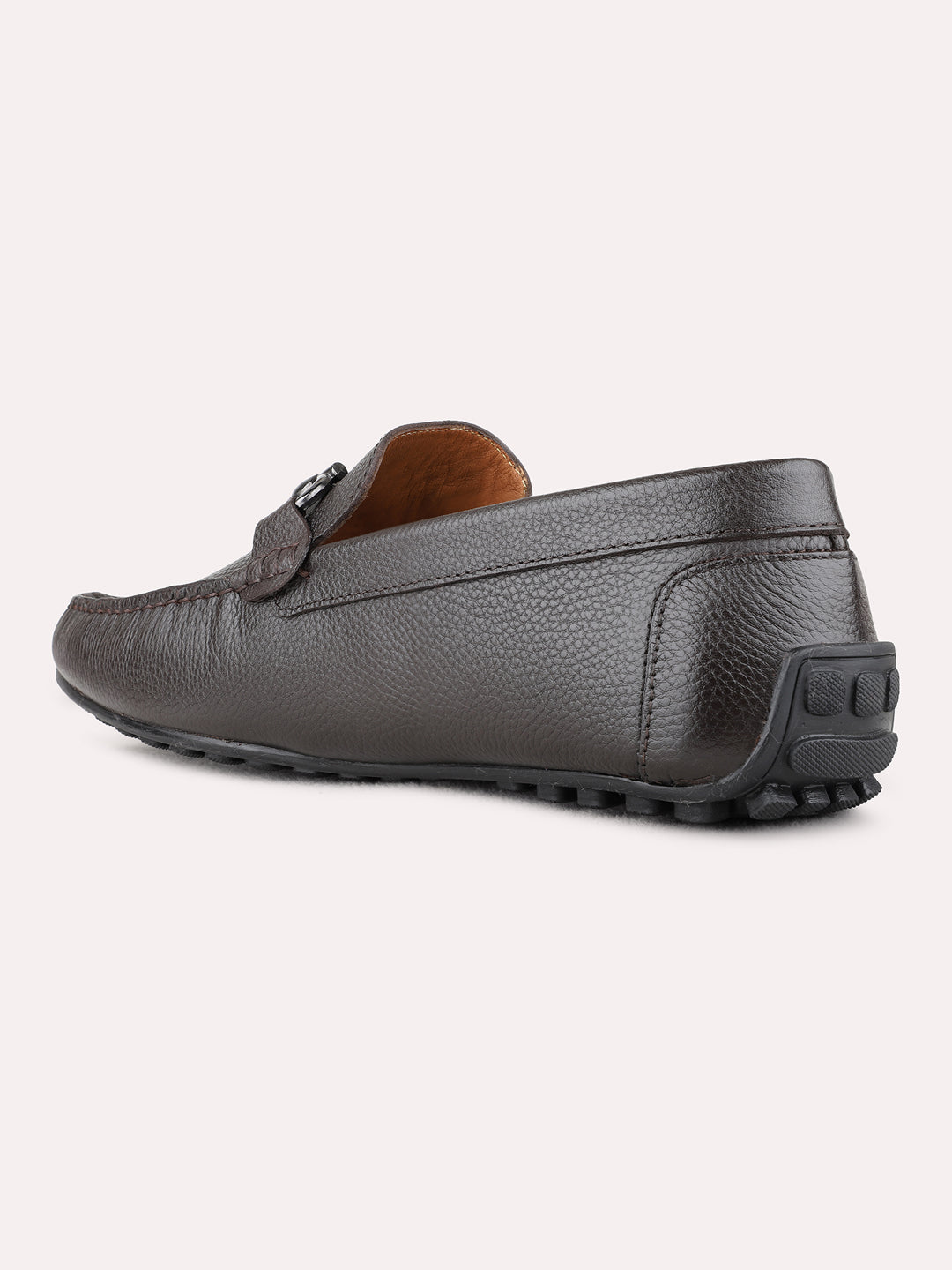 Mens Brown Casual Solid Square Toe Loafers