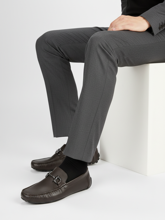 Mens Brown Casual Solid Square Toe Loafers