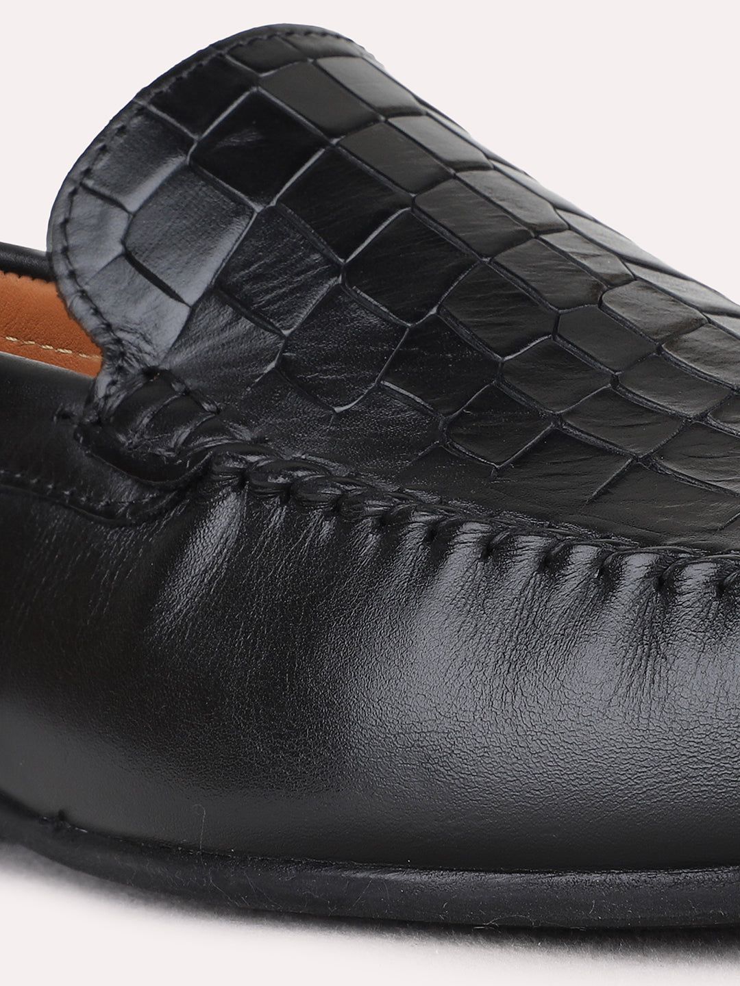 Mens Black Casual Solid Pattern Square Toe Loafers
