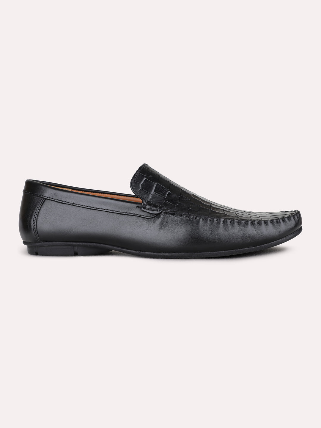 Mens Black Casual Solid Pattern Square Toe Loafers