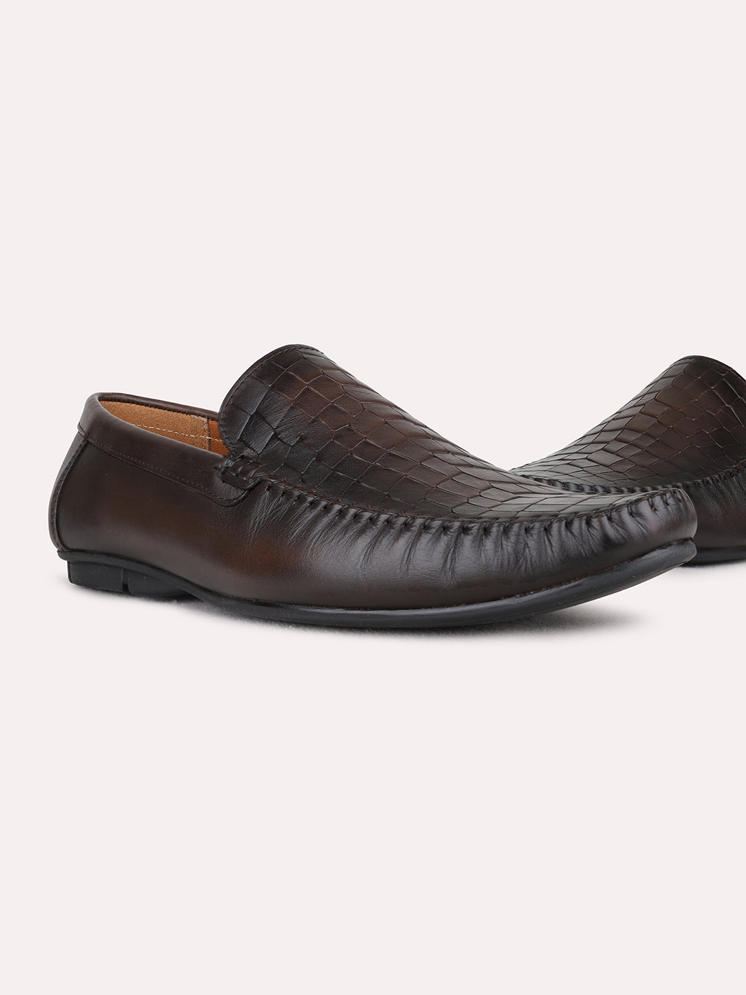 Mens Brown Casual Solid Pattern Square Toe Loafers