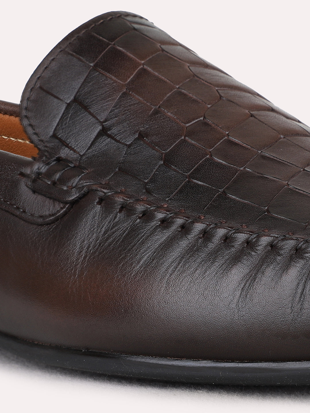 Mens Brown Casual Solid Pattern Square Toe Loafers