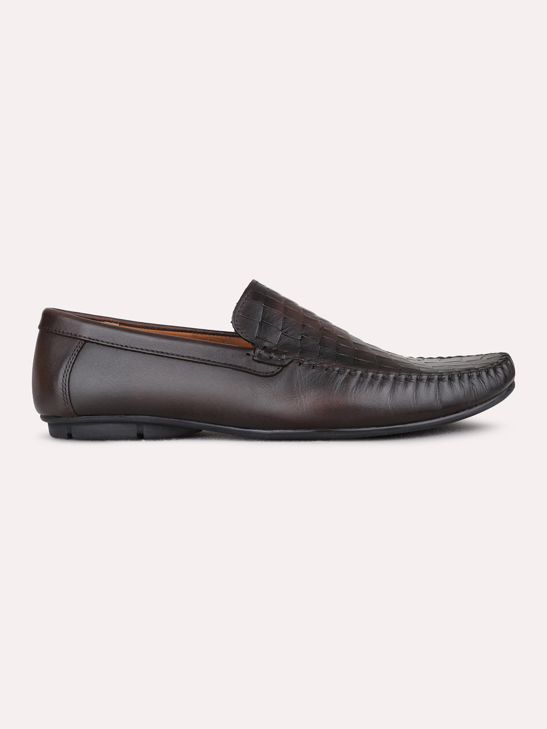 Mens Brown Casual Solid Pattern Square Toe Loafers