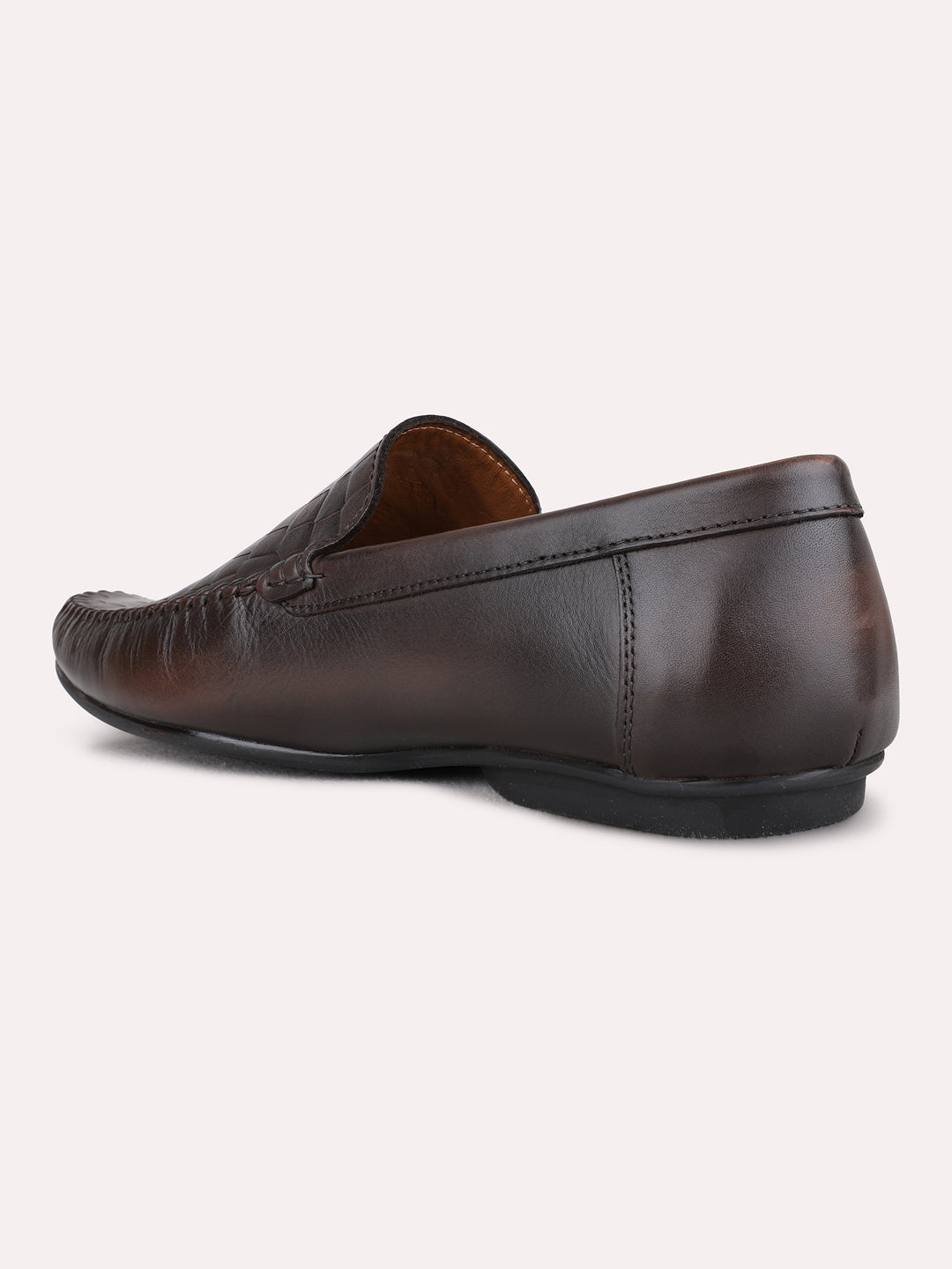 Mens Brown Casual Solid Pattern Square Toe Loafers