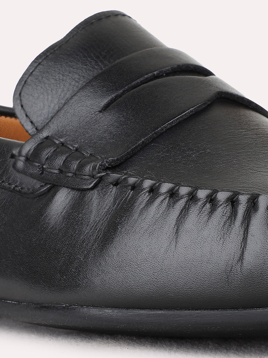 Mens Black Solid Pattern Casual Square Toe Loafers