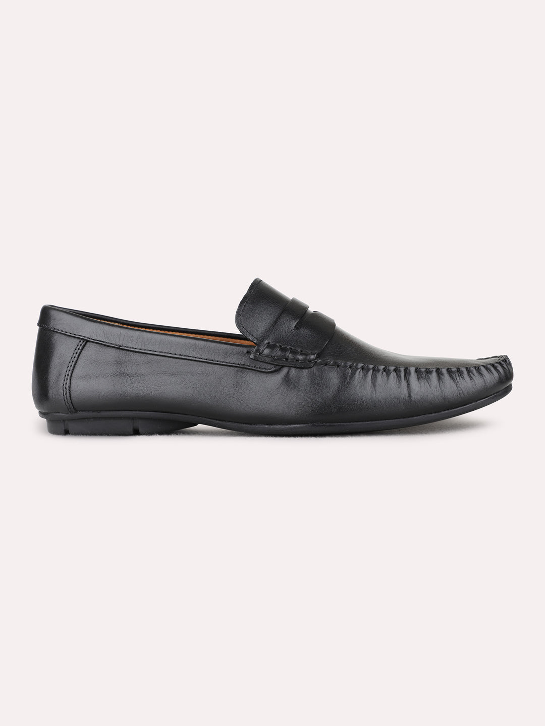 Mens Black Solid Pattern Casual Square Toe Loafers