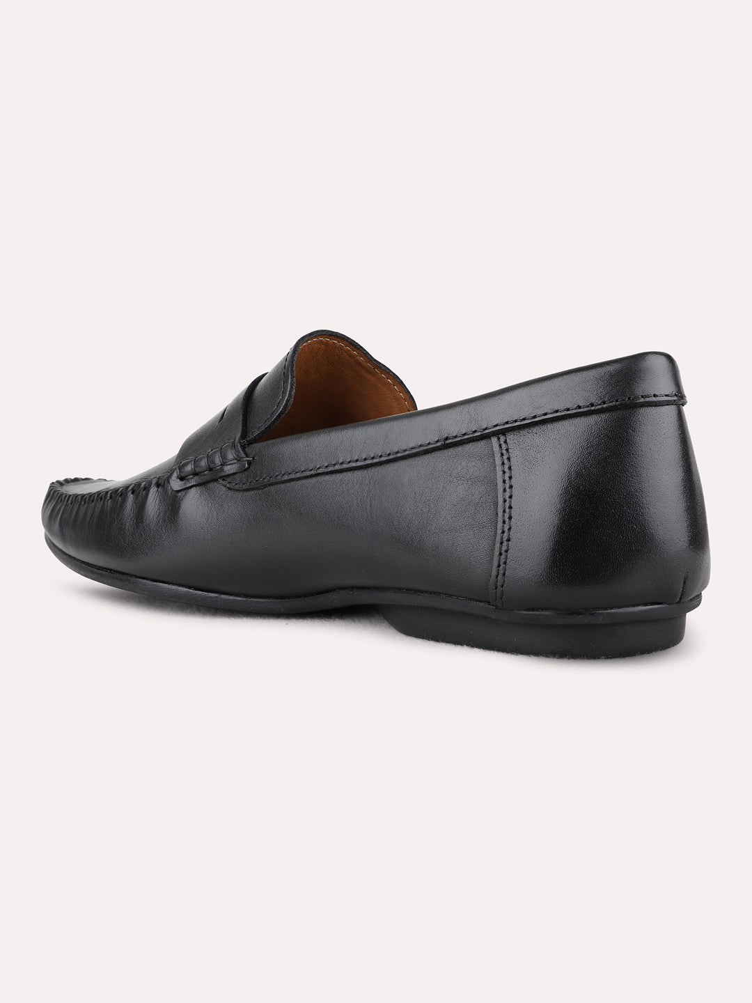 Mens Black Solid Pattern Casual Square Toe Loafers