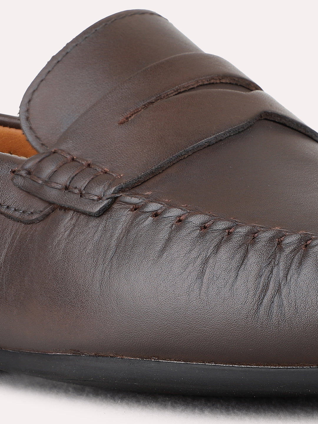 Mens Brown Casual Solid Square Toe Loafers Shoe