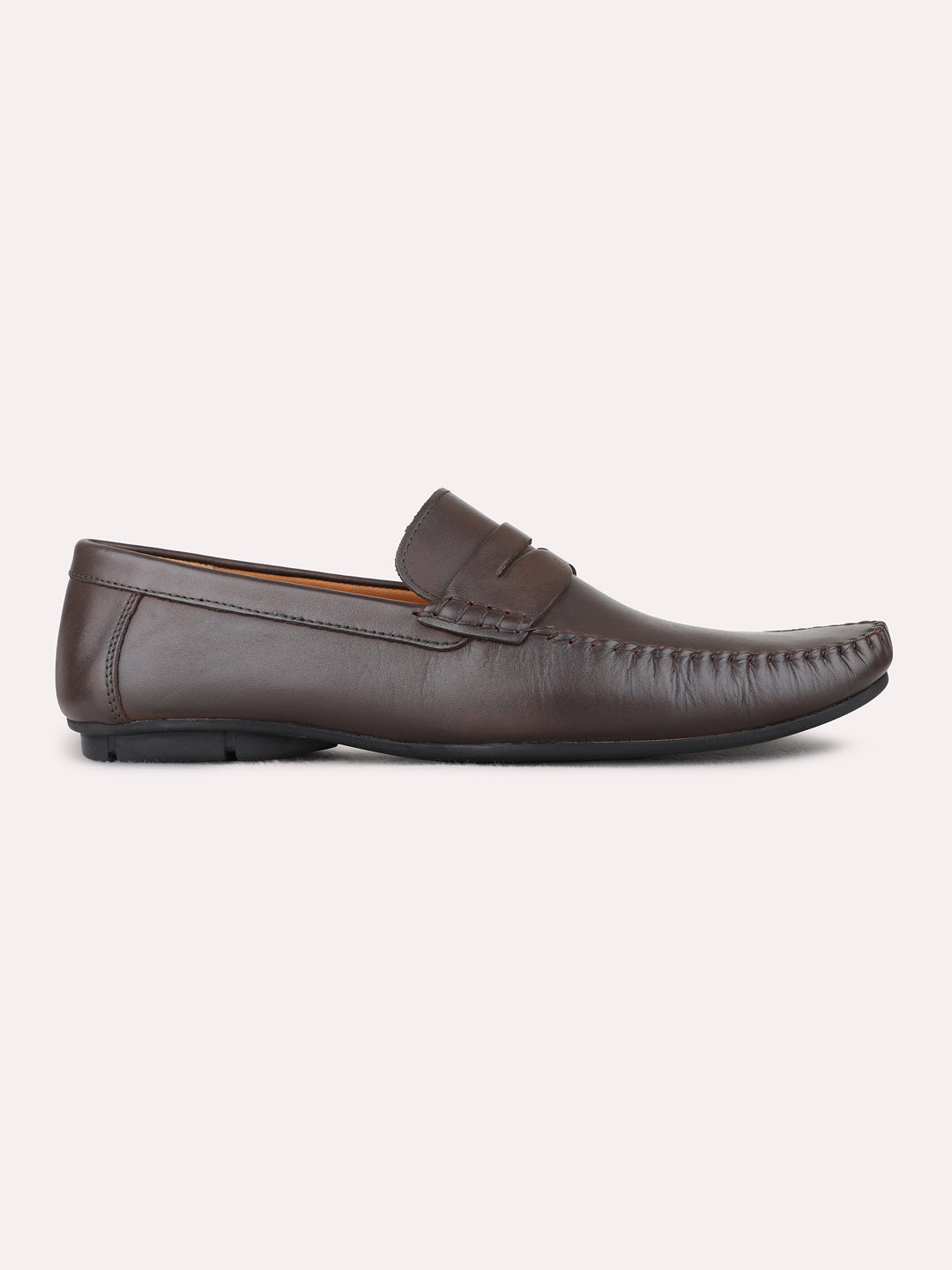 Mens Brown Casual Solid Square Toe Loafers Shoe