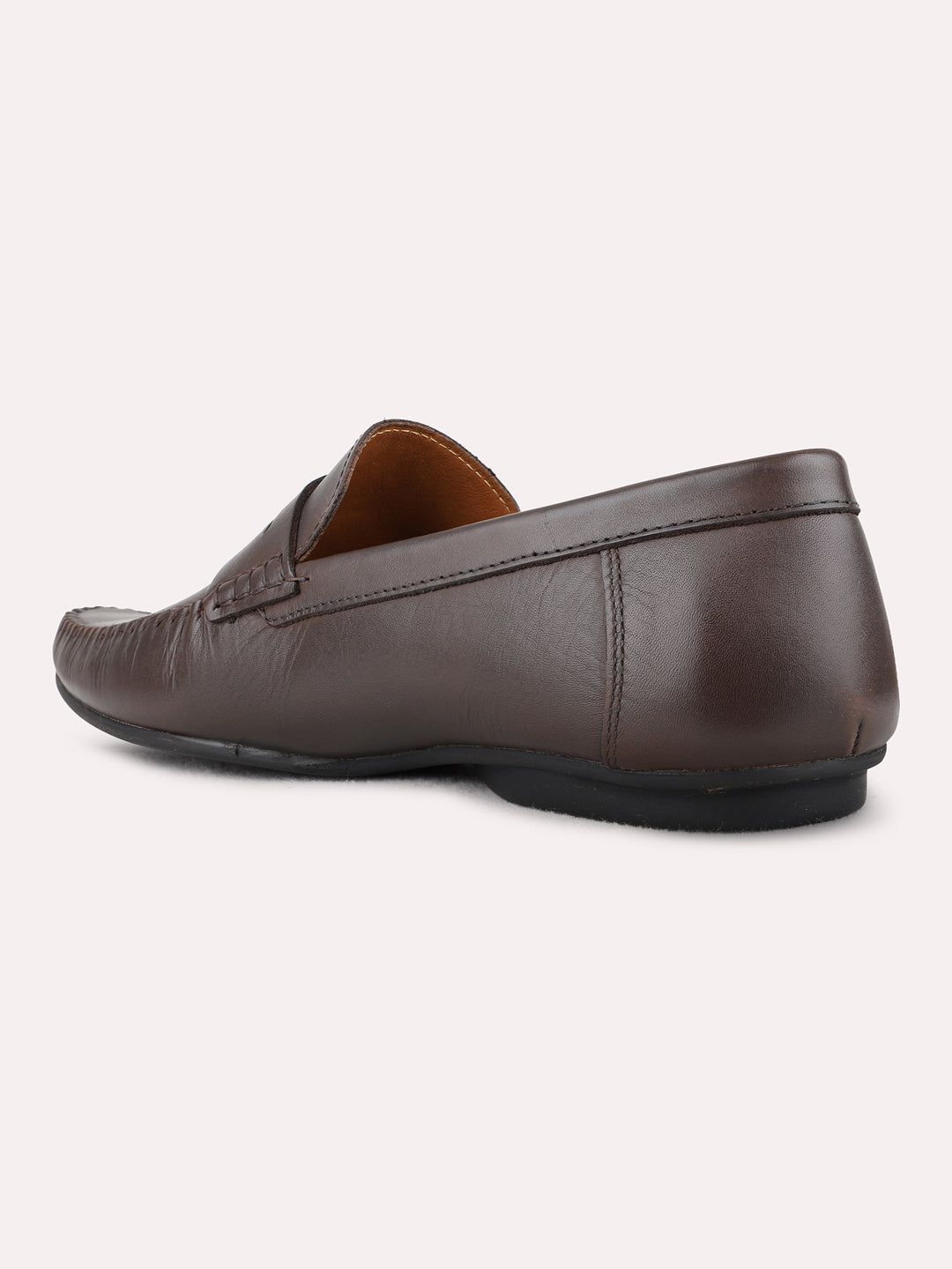 Mens Brown Casual Solid Square Toe Loafers Shoe