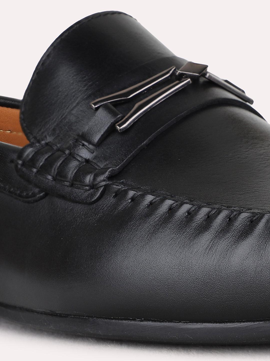 Mens Black Casual Solid Pattern Square Toe Loafers Shoe